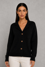 Abigail | Open-Collar Button-Front Cardigan — studio_front — Helena [ba6ec0ed-ecf8-41cd-bca8-f15cb97143ac]
