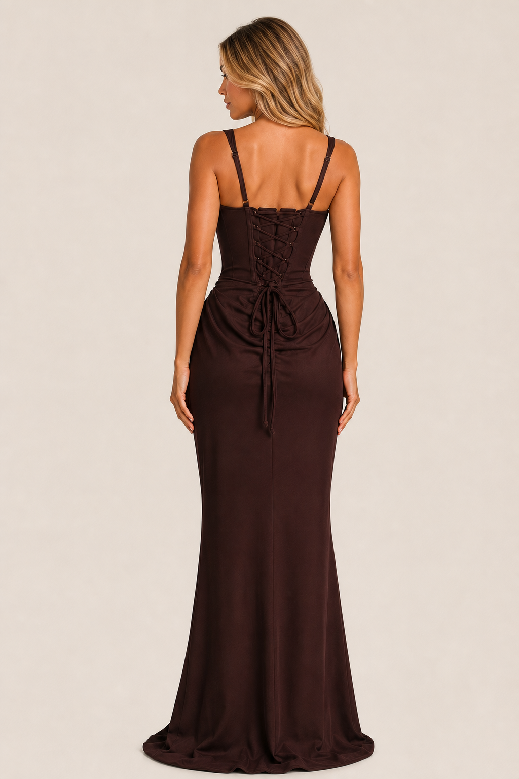 Additional view of Rebecca | Square-Neck Draped Bodycon Maxi Dress