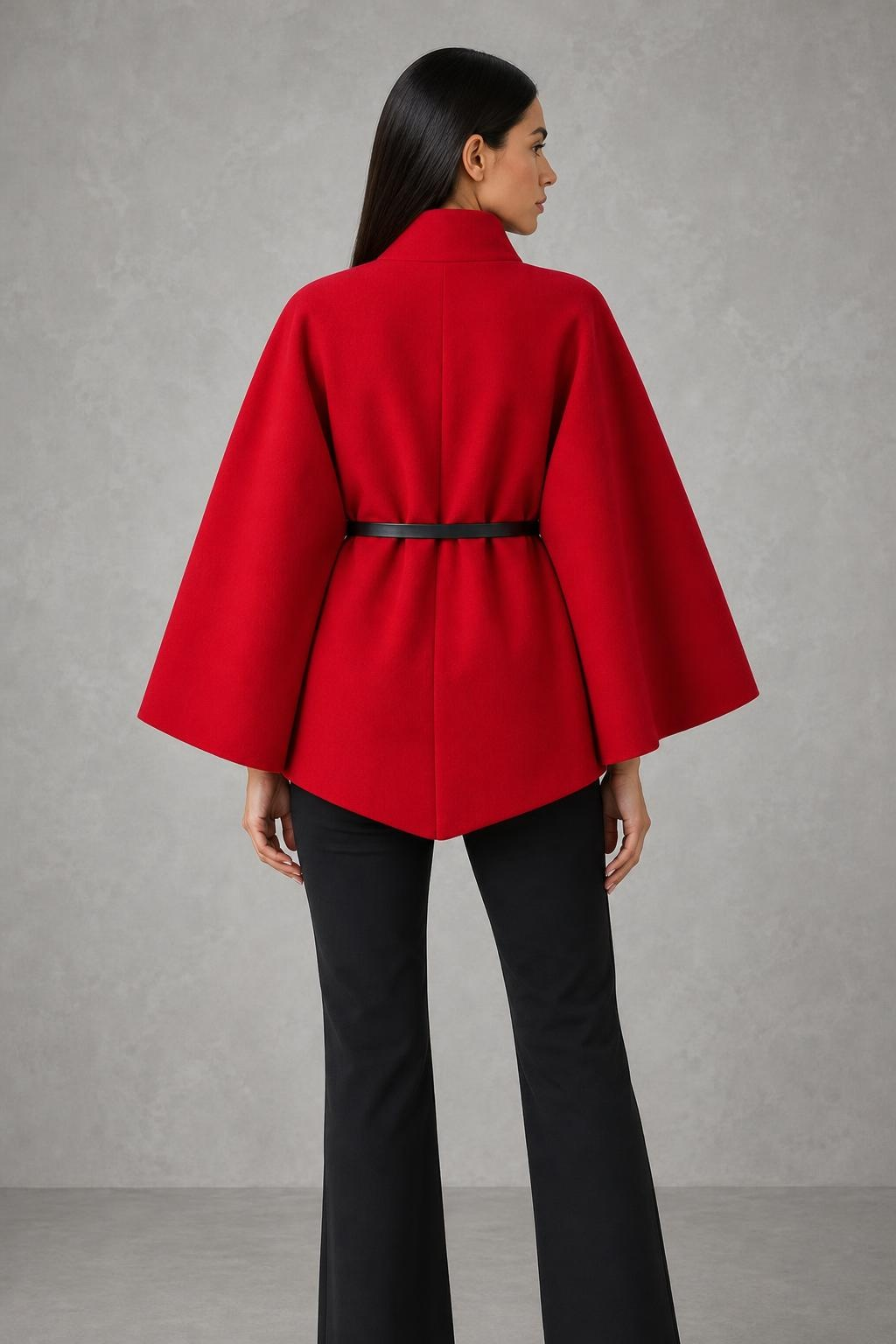 Nancy | High-Neck Belted Cape Jacket — studio_back — Helena [972d335c-85f0-4d26-a463-c5e24111fd5e]