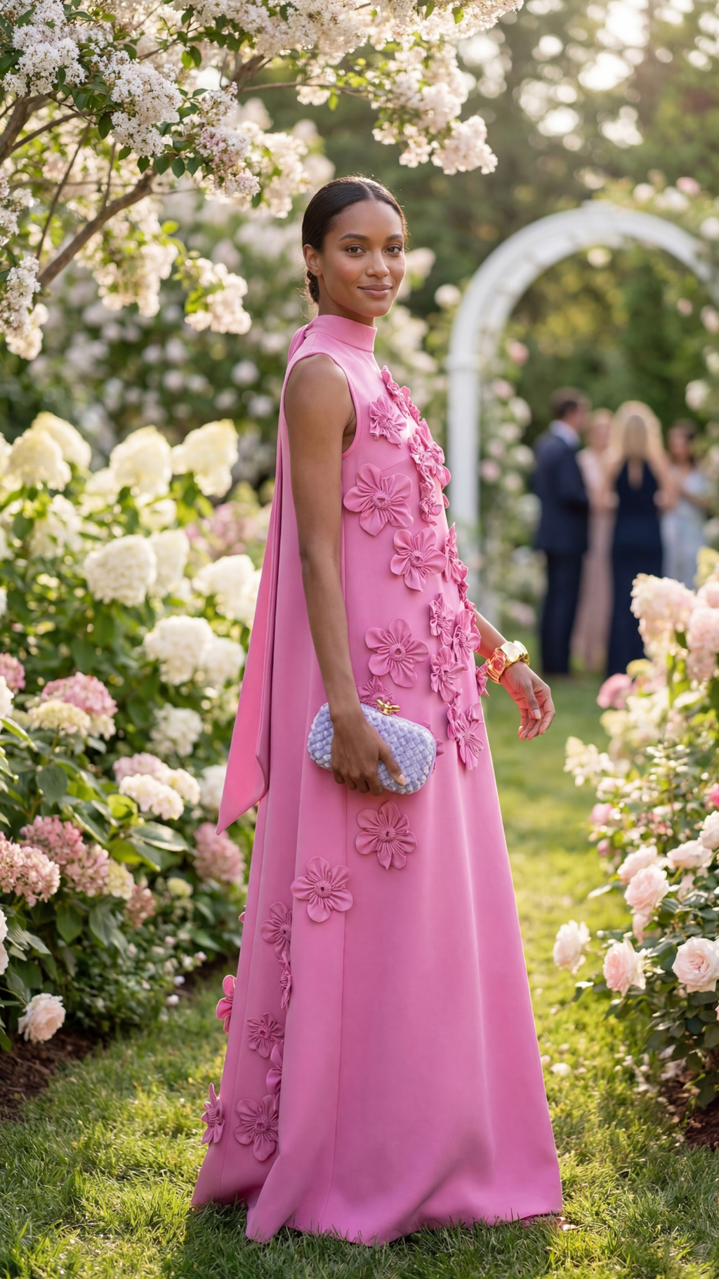 Cecilia | 3D Floral High-Neck Maxi Dress