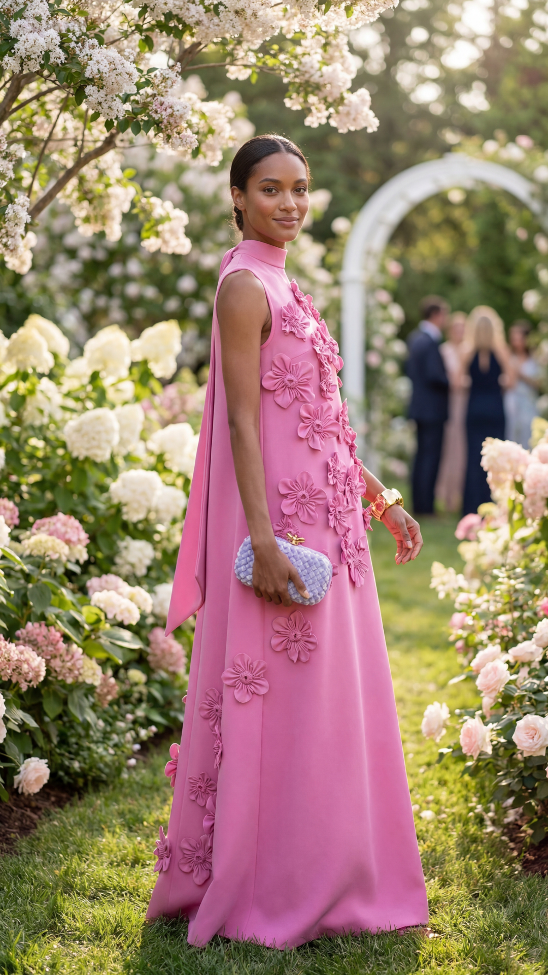 Cecilia | 3D Floral High-Neck Maxi Dress