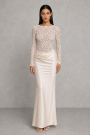Additional view of Elodie | Lace V-Neck Mermaid Evening Gown