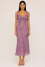 Iris | Tie-Strap Floral Lace Midi Dress