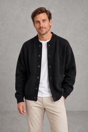 Reuben | Round-Neck Patch-Pocket Cardigan — studio_front — Charles [b3ef6e52-3625-4983-abb2-2104bbf90348]