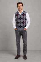 Men's Argyle V-Neck Vest Jumper — lifestyle — Charles [3638f6f2-9786-4e83-a1e5-73143c430e36]