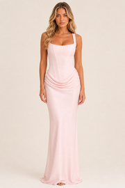 Additional view of Rebecca | Square-Neck Draped Bodycon Maxi Dress