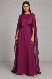 Summer | Round-Neck Draped Cape Maxi Dress — studio_front — Helena [47d7d16c-18d1-4874-97c5-9c990f342d8b]