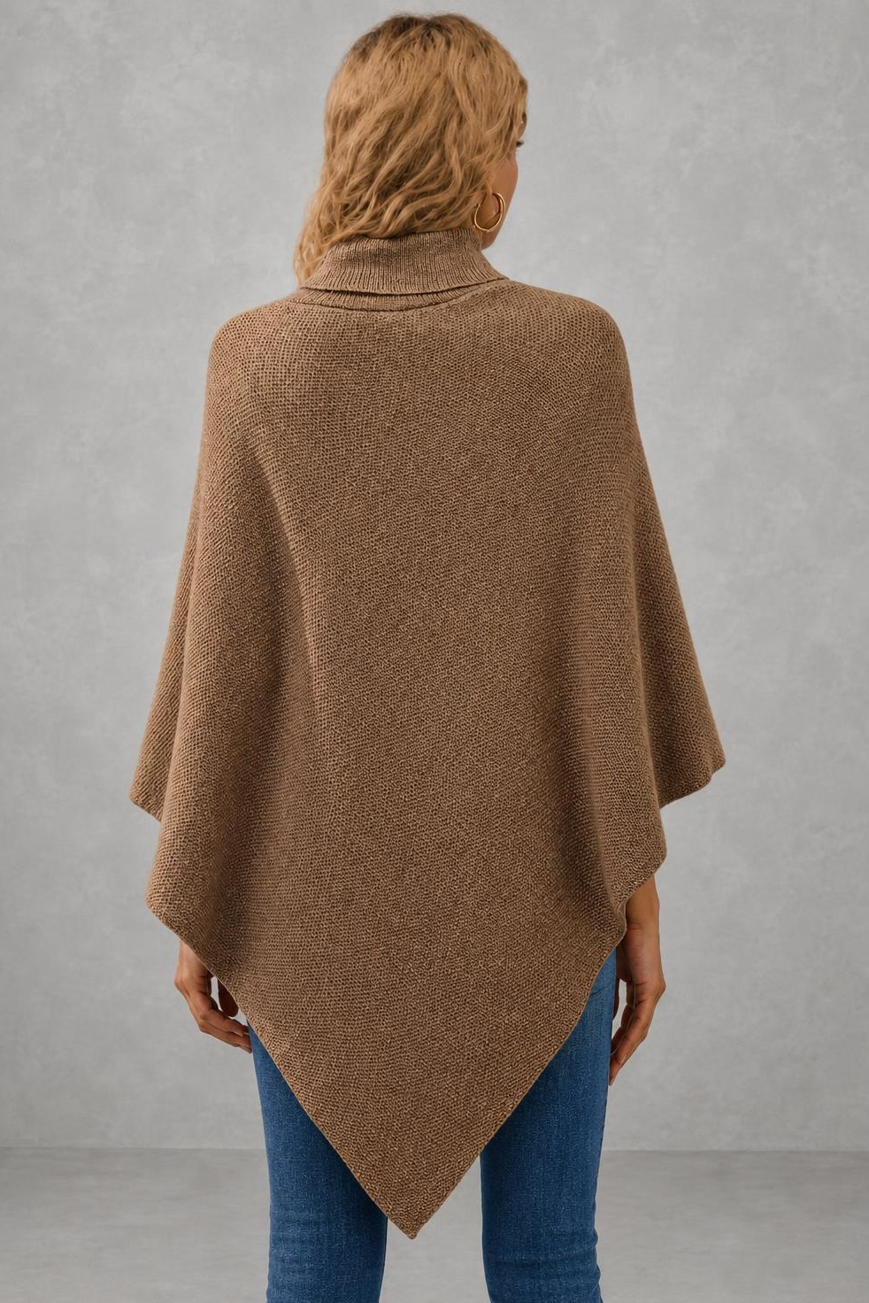 Darcie | Button-Shoulder Asymmetric Knit Poncho — studio_back — Sofia [4ec6fcc8-4c5f-4362-b38b-403bcb66d7b3]