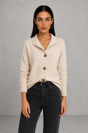 Abigail | Open-Collar Button-Front Cardigan — studio_front — Helena [6fc89a80-f1d0-4508-a792-0acc20b92f4b]