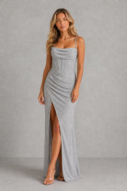Millie | Corset-Bodice Split Maxi Dress — studio_front — Sofia [25d87654-00cc-45b4-8ea0-508e25295eff]