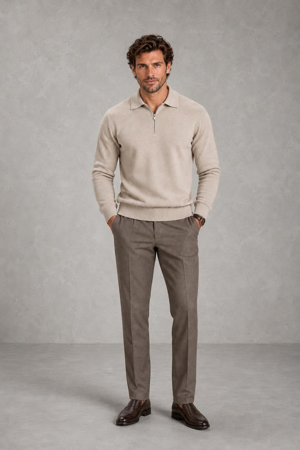 Noah | Polo-Collar Quarter-Zip Jumper — lifestyle — James [62cafb14-81b4-4040-bff2-8723324ce916]