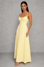 Maisie | Seamed-Bodice Strappy Maxi Dress — studio_three_quarter — Helena [94c09e76-4427-4b1e-a046-d1324f833091]