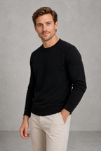 Matthew | Fine-Knit Crew-Neck Jumper — studio_three_quarter — Charles [c4fa13e6-bde7-4846-b013-6a84ed59b80f]