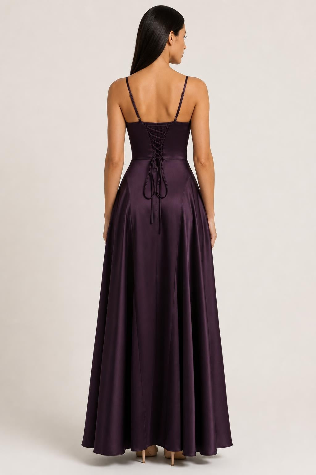 Delfina | V-Neck Satin Maxi Dress