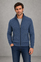 George | Textured Full-Zip Cardigan — studio_front — James [6239c311-2c87-4f48-8a55-5b3e6c9ccea5]