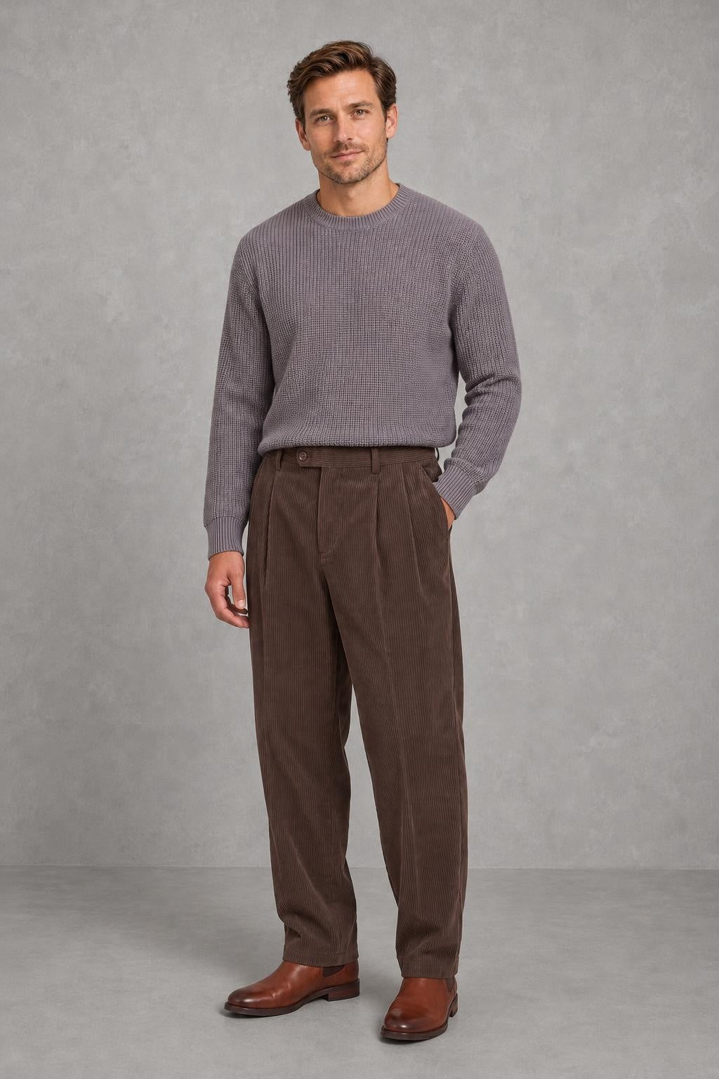 Harry | Pleated Wide-Leg Corduroy Trousers — lifestyle — Charles [815534af-5d10-441d-ab8b-1a1332d93c54]