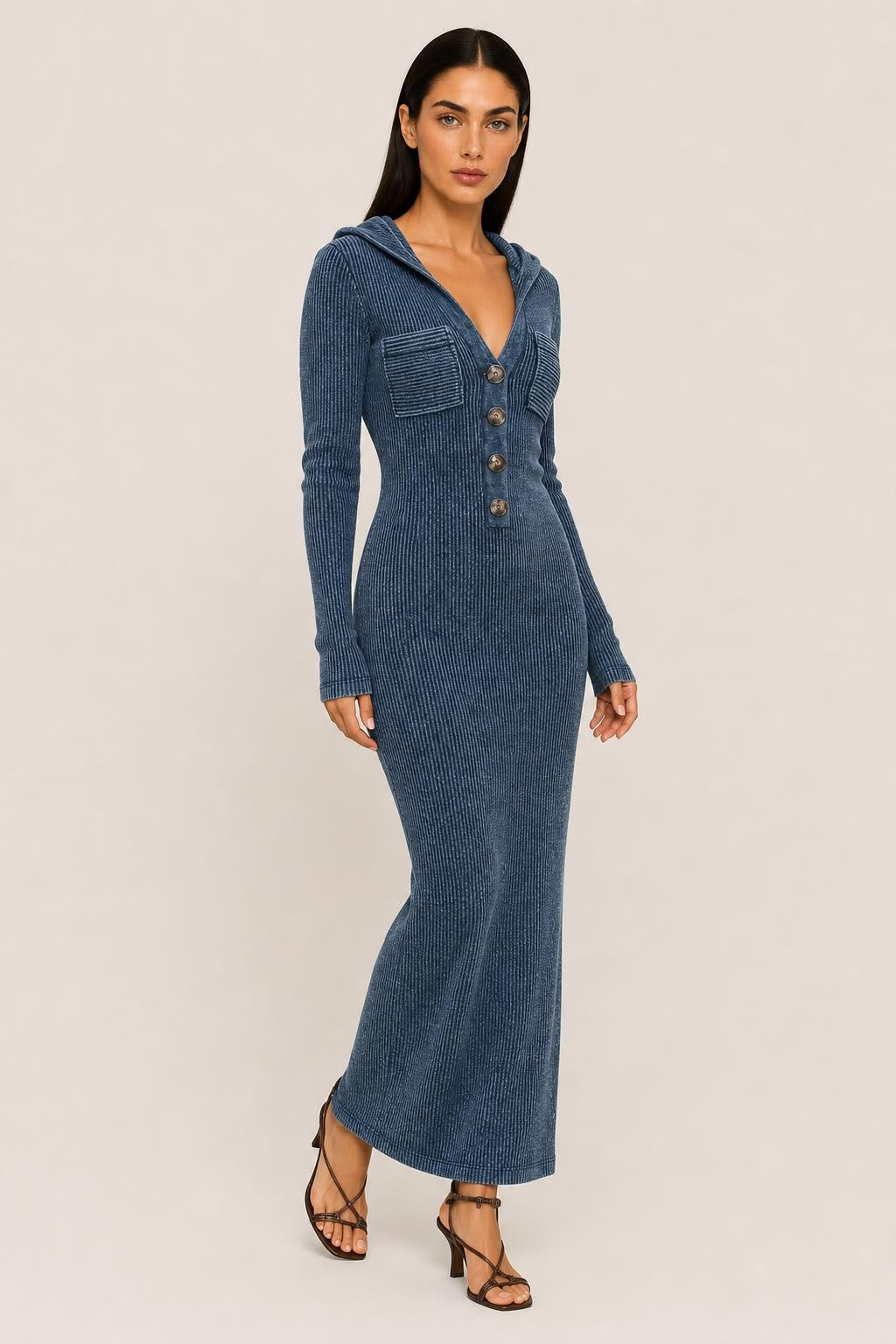 Additional view of Kendall | Hooded Knit Maxi Dress