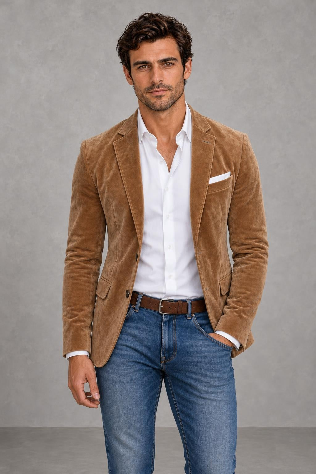 Arthur | Suede-Look Two-Button Blazer — studio_front — James [9c005501-b962-4c2b-bc22-876570afcf9c]