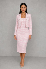Lottie | Textured Midi Dress and Cropped Blazer — studio_front — Helena [13a295cf-96cd-41bb-a151-66ac6f49cdc2]