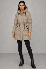 Ruby | Drawcord-Waist Hooded Puffer Coat — studio_front — Helena [d6df1811-c7cd-4439-9d43-dbf64979e1f7]