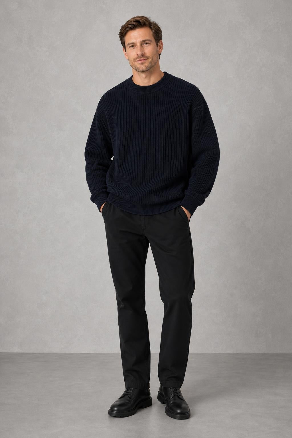 Harvey | Ribbed Drop-Shoulder Jumper — lifestyle — Charles [b93ada45-a6ef-4d2b-9db8-5bd617a9434c]