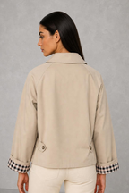 Zoe | Check-Cuff Cropped Trench Jacket — studio_back — Helena [53b0a20e-5054-4b11-a080-d813b65d29eb]