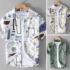 Abstract Shirt in Canvas and Cotton