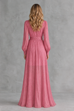 Georgia | Cascade-Ruffle Tie-Waist Maxi Dress
