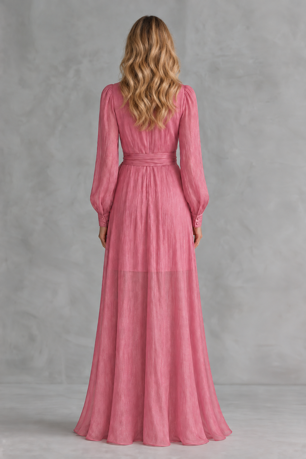Georgia | Cascade-Ruffle Tie-Waist Maxi Dress