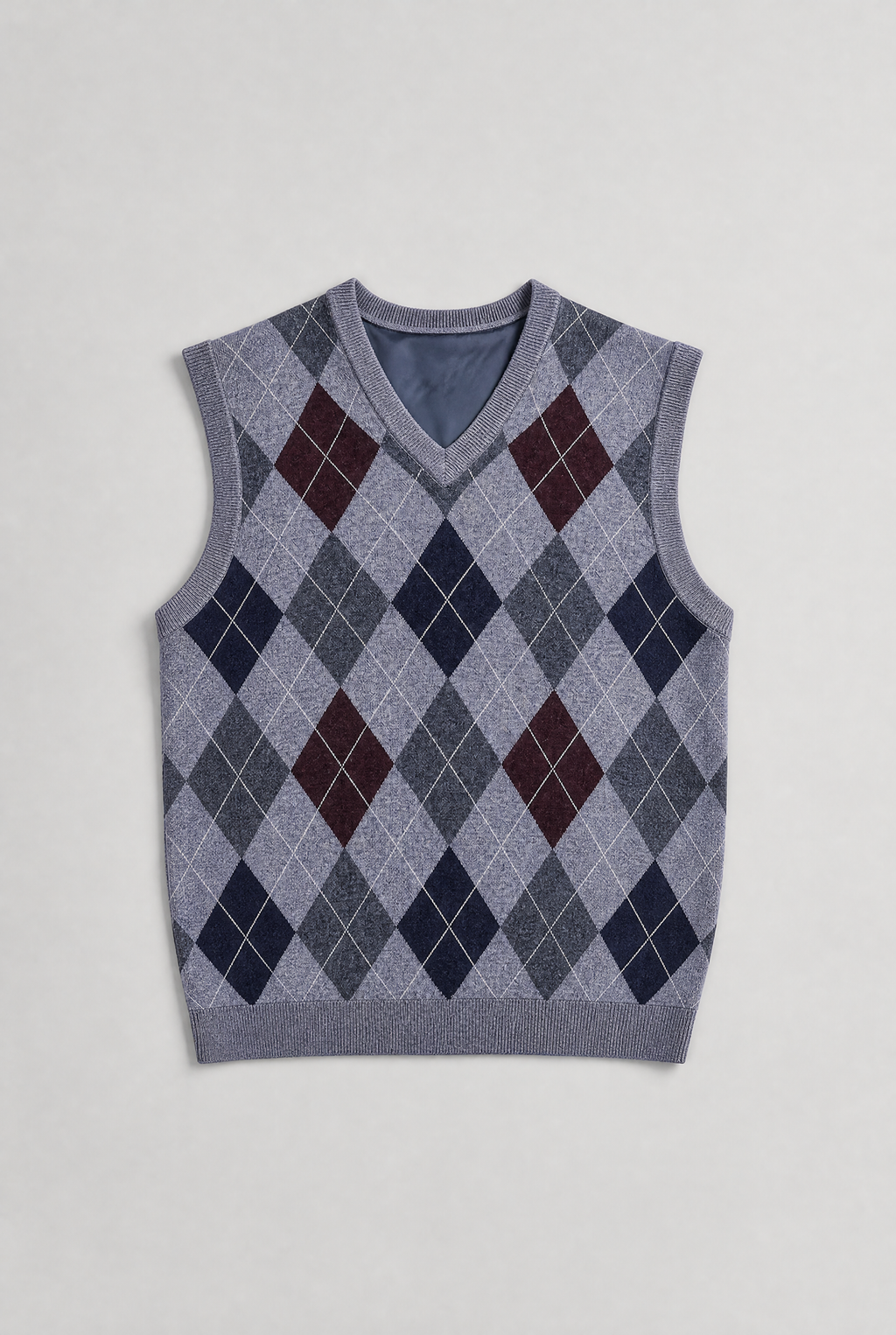 Louis | Argyle V-Neck Knitted Tank Top
