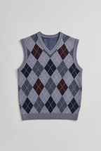 Louis | Argyle V-Neck Knitted Tank Top