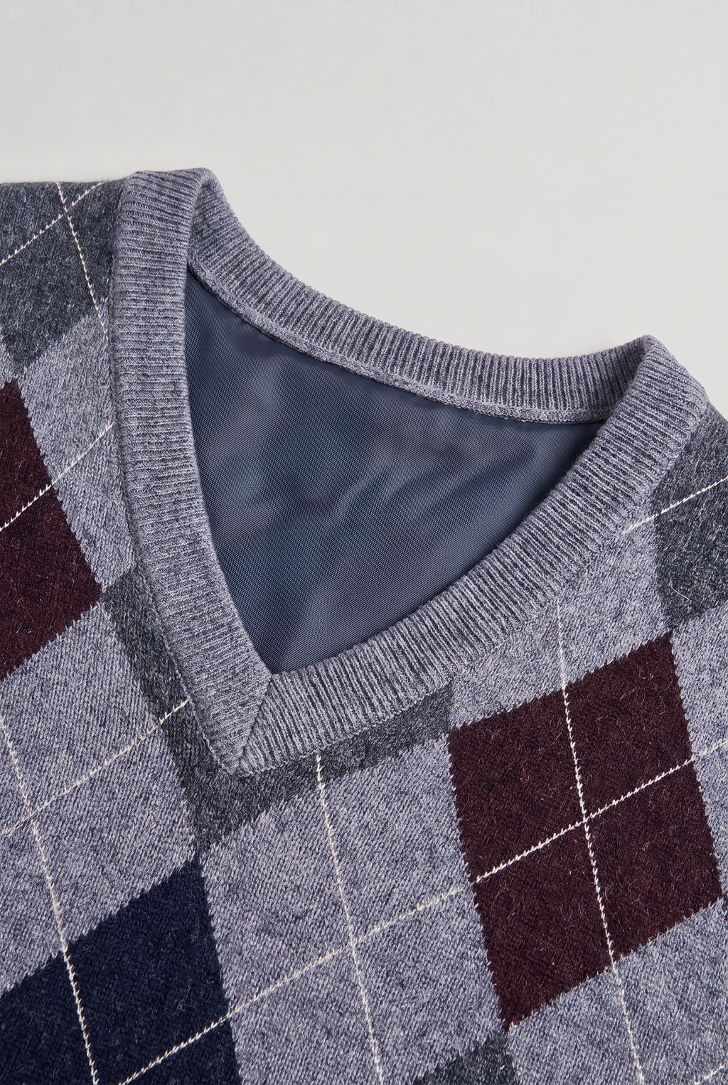 Louis | Argyle V-Neck Knitted Tank Top