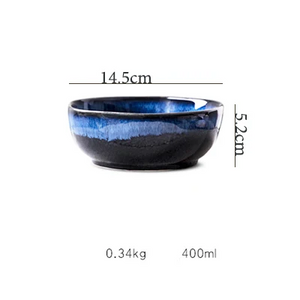 Deep Sea Artisan Ceramic Bowl Set, Three-Piece