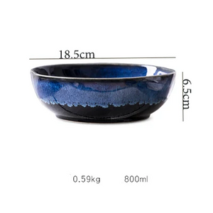 Deep Sea Artisan Ceramic Bowl Set, Three-Piece