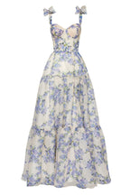 Kathleen | Lace-Up Tiered Floral Maxi Dress