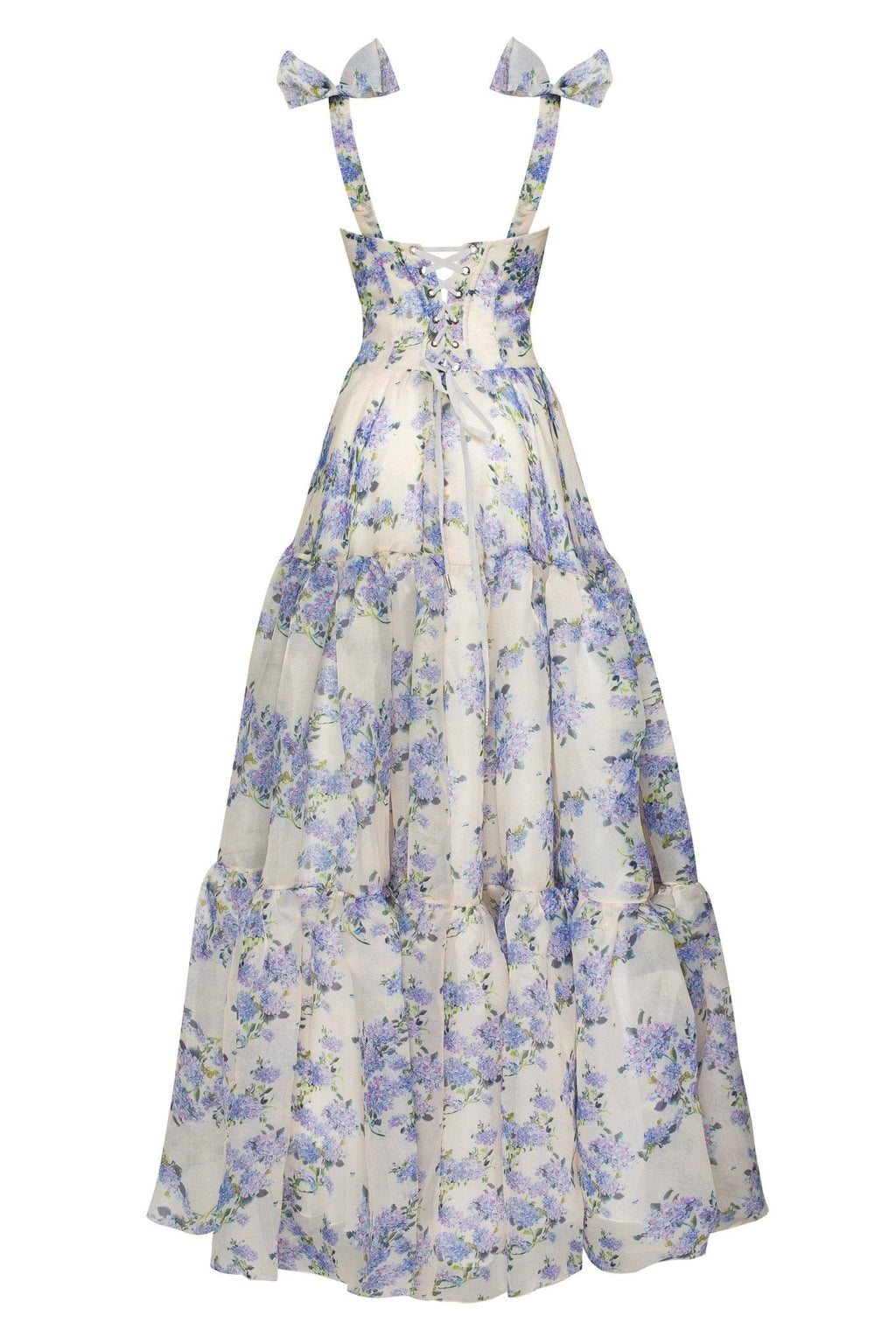 Kathleen | Lace-Up Tiered Floral Maxi Dress