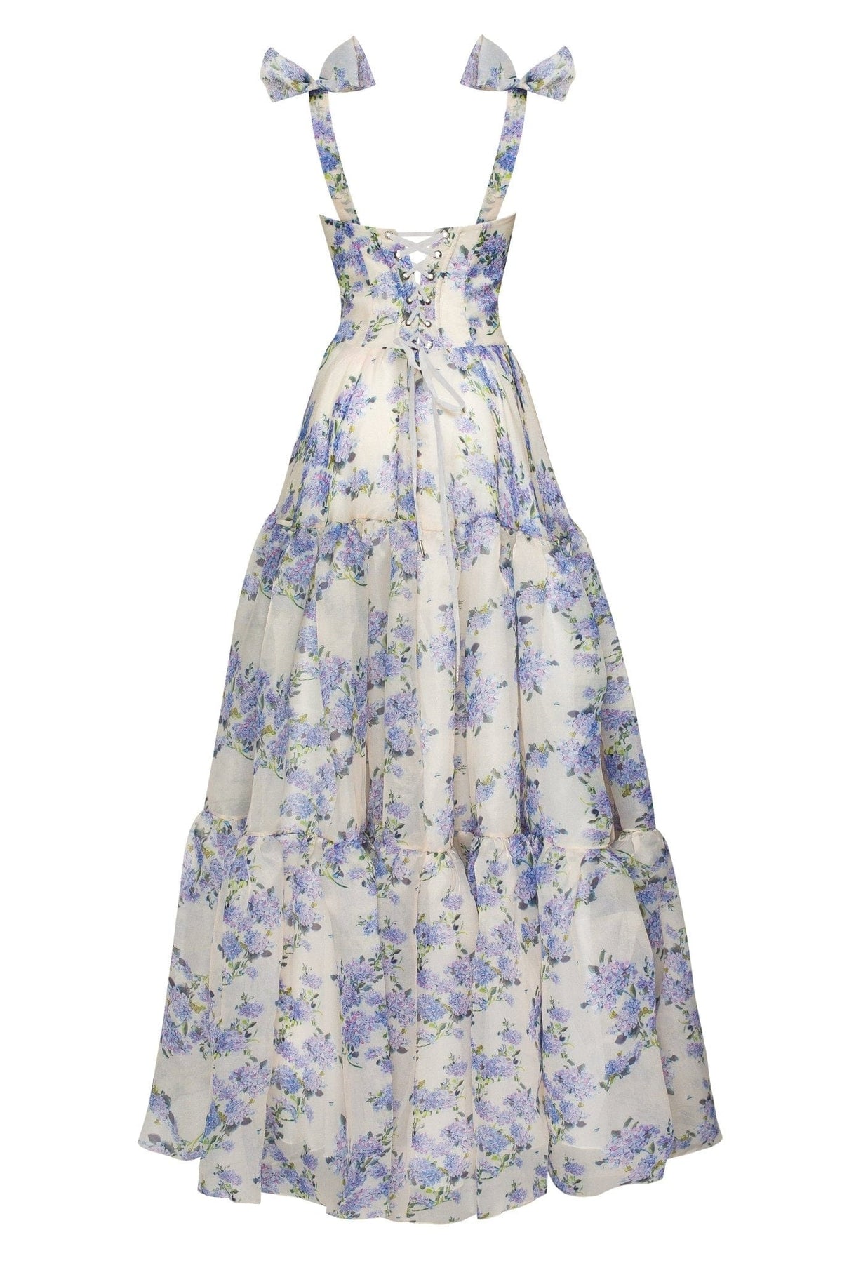 Kathleen | Lace-Up Tiered Floral Maxi Dress