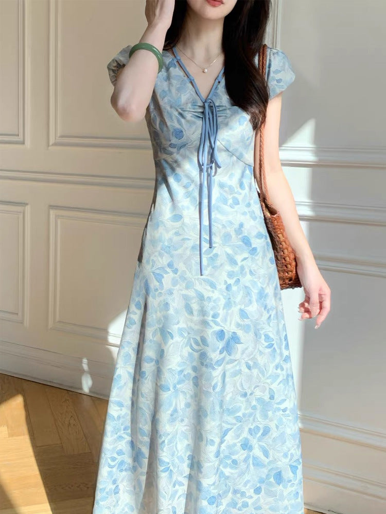 Ophelie Blue Floral Print Dress