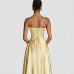 Delfina | V-Neck Satin Maxi Dress