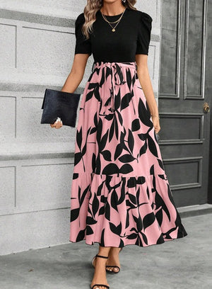 Camilla Puff Sleeve Contrast Maxi Dress