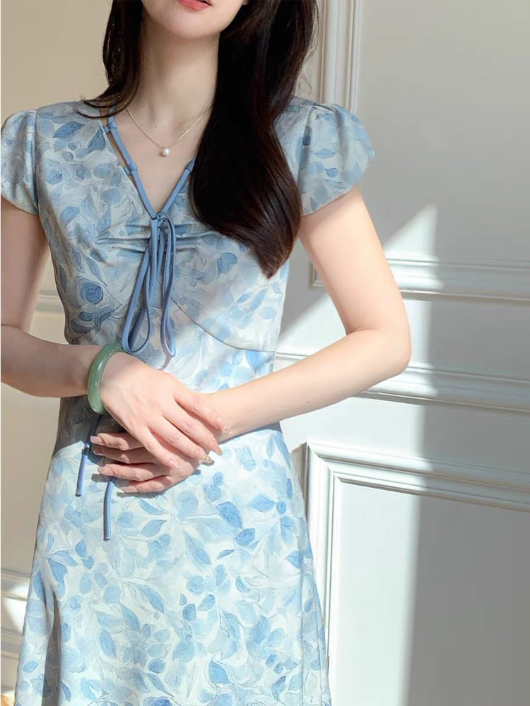 Ophelie Blue Floral Print Dress