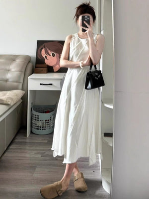 Adriana Asymmetrical White Midi Dress