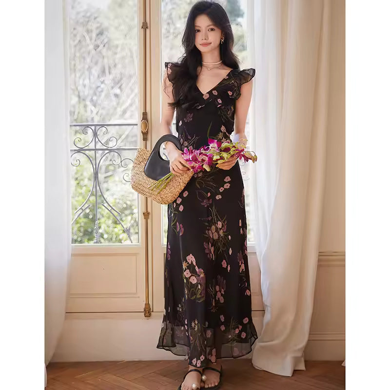 Valencia Ruffled Floral Maxi Dress