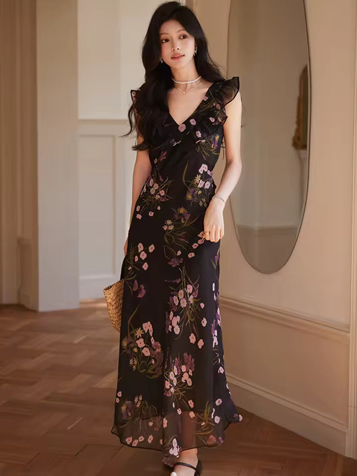 Valencia Ruffled Floral Maxi Dress