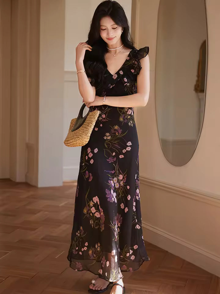 Valencia Ruffled Floral Maxi Dress