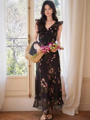 Valencia Ruffled Floral Maxi Dress