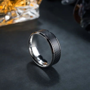 Black Stone Ring in Titanium Stainless Steel