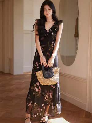 Valencia Ruffled Floral Maxi Dress