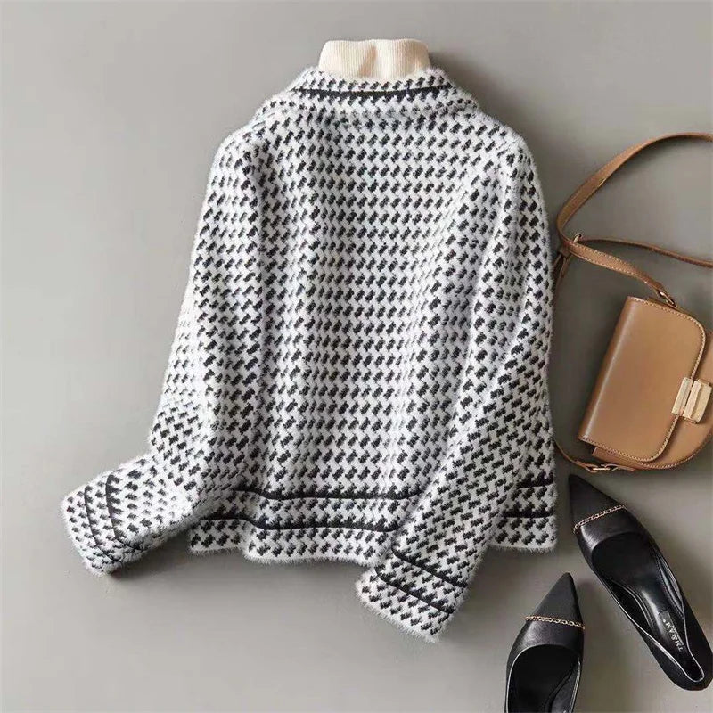 Vionne Houndstooth Knit Jacket