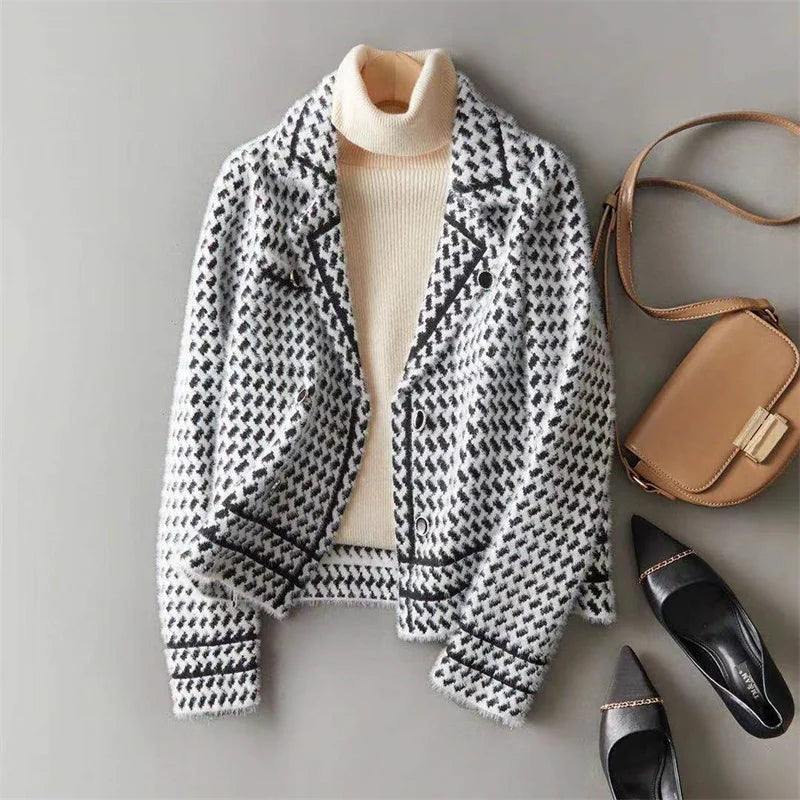Vionne Houndstooth Knit Jacket